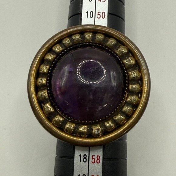 Vintage Jan Michaels Bronze & Amethyst Statement Ring Size 7 San Francisco - Picture 2 of 9